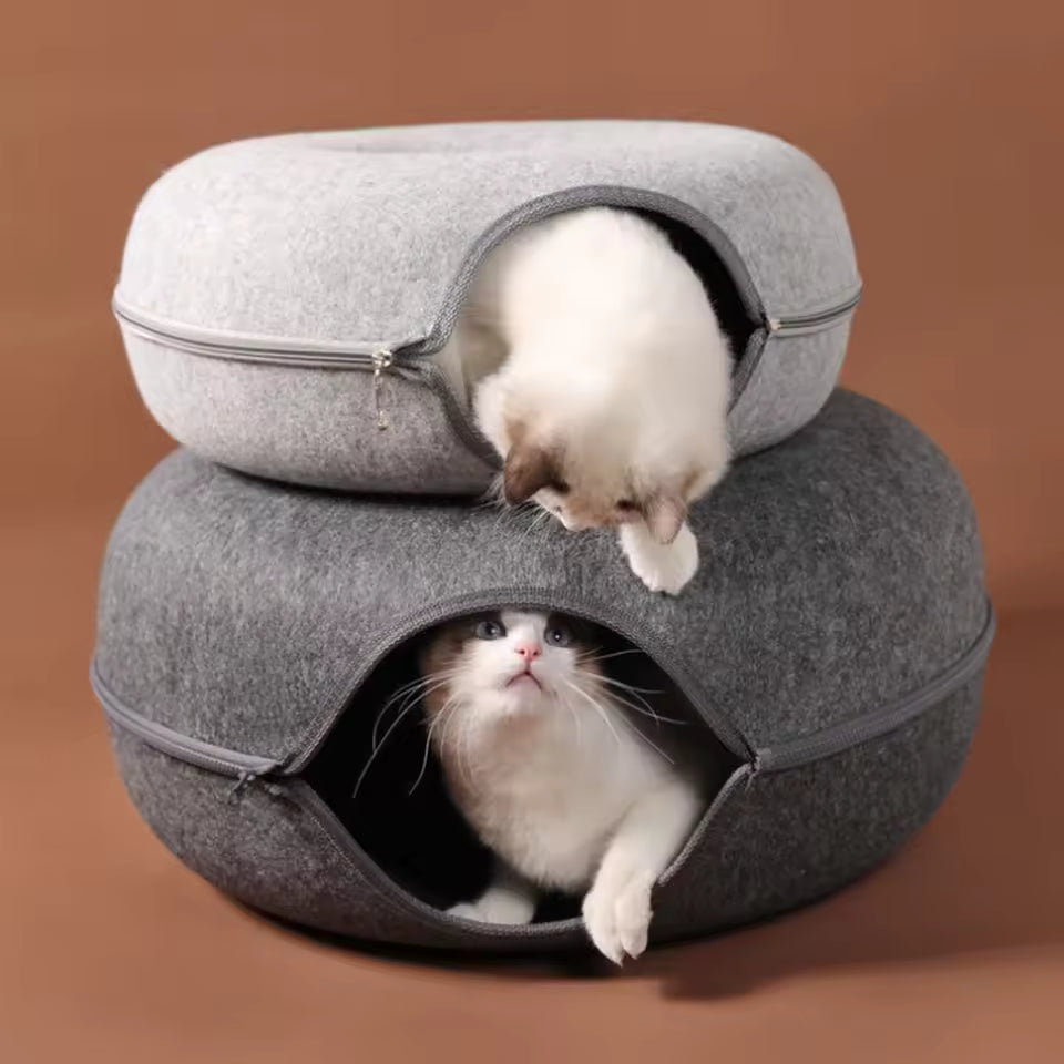Cama Tipo Dona 2 en 1 para Gatos: Comodidad, Diversión y Diseño Moderno