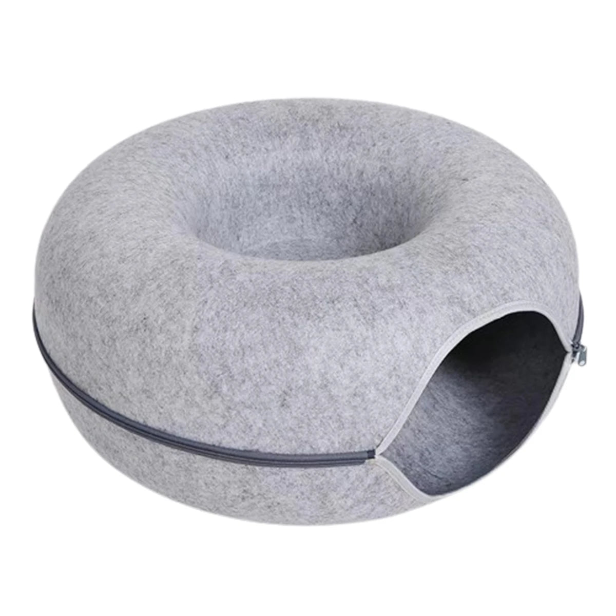 Cama de Fieltro en Forma de Dona 2 en 1 para Gatos