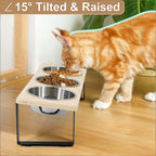 Comedero elevado de 3 cuencos para gatos