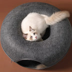 Cama de Fieltro en Forma de Dona 2 en 1 para Gatos