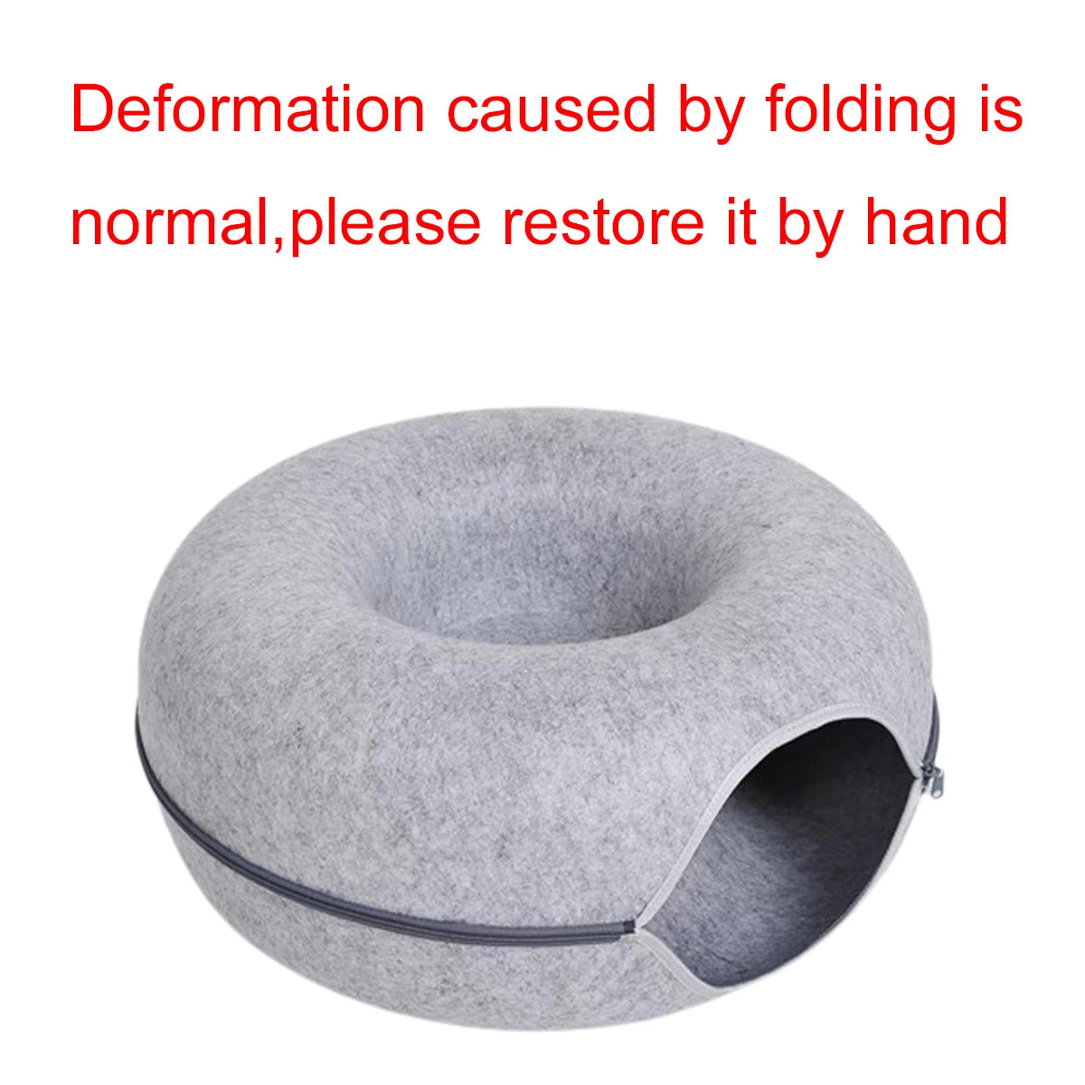 Cama de Fieltro en Forma de Dona 2 en 1 para Gatos