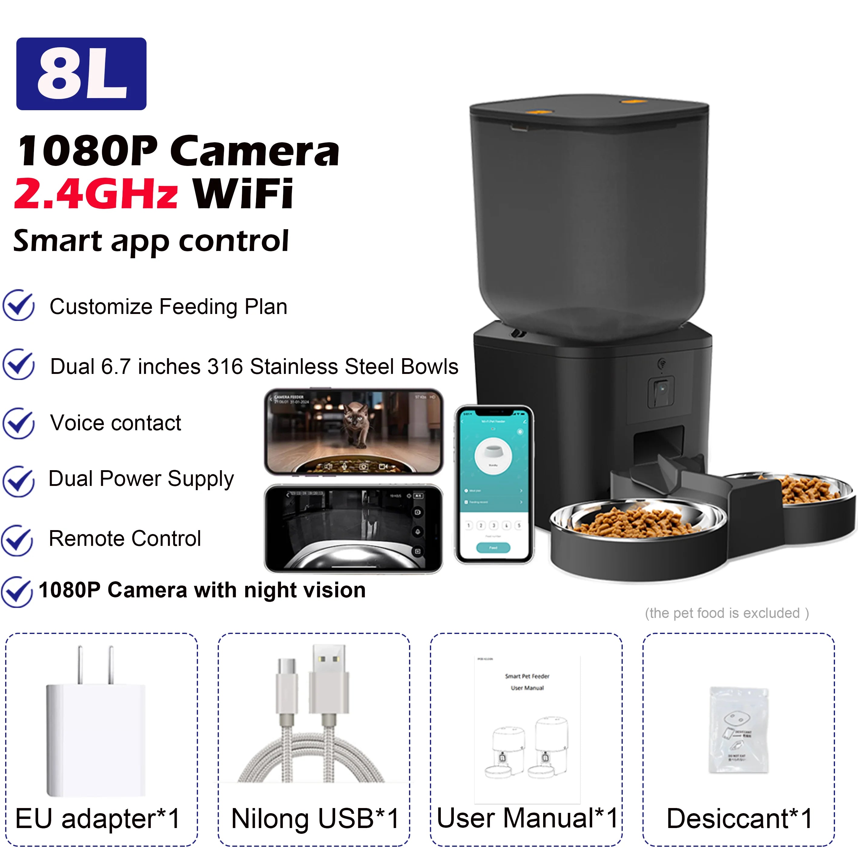 Comedero automático para gatos 8L