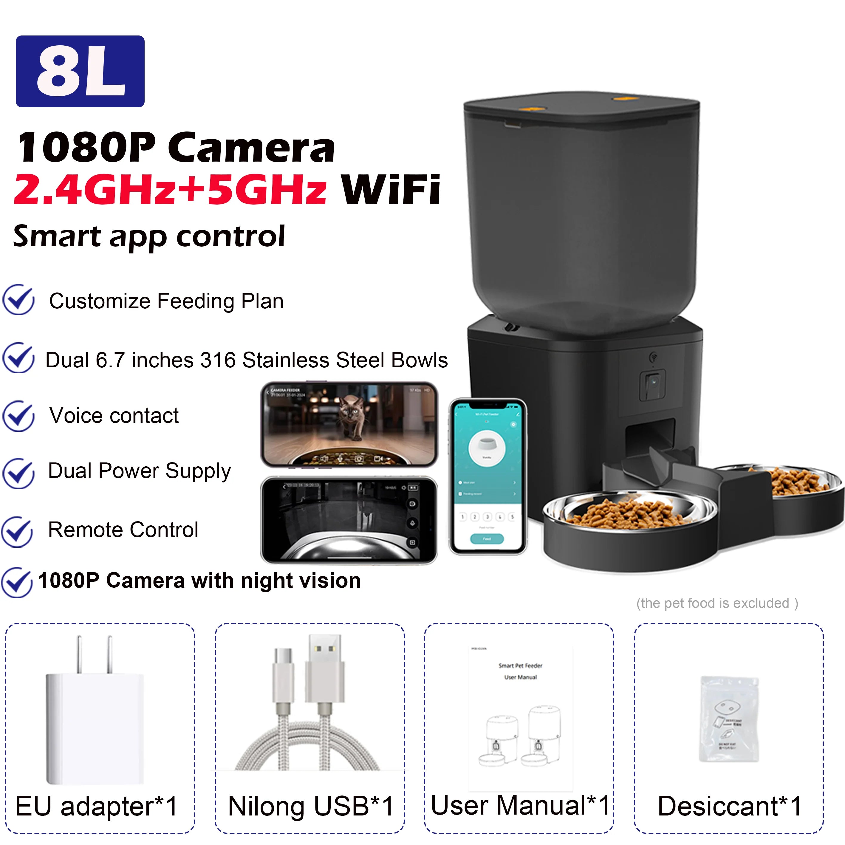 Comedero automático para gatos 8L