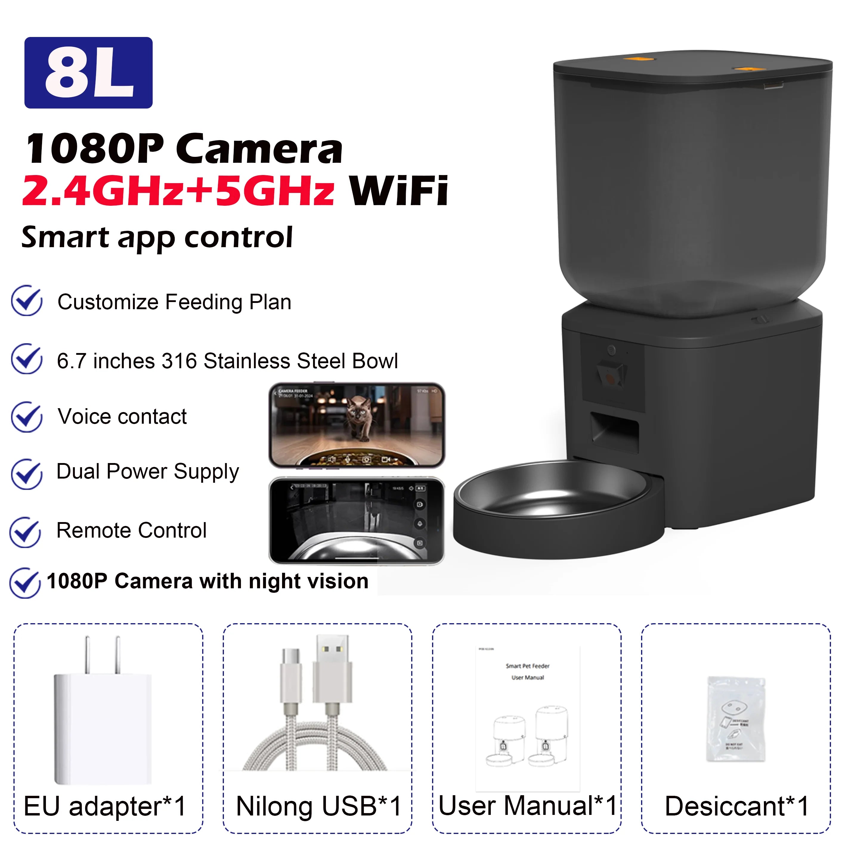 Comedero automático para gatos 8L