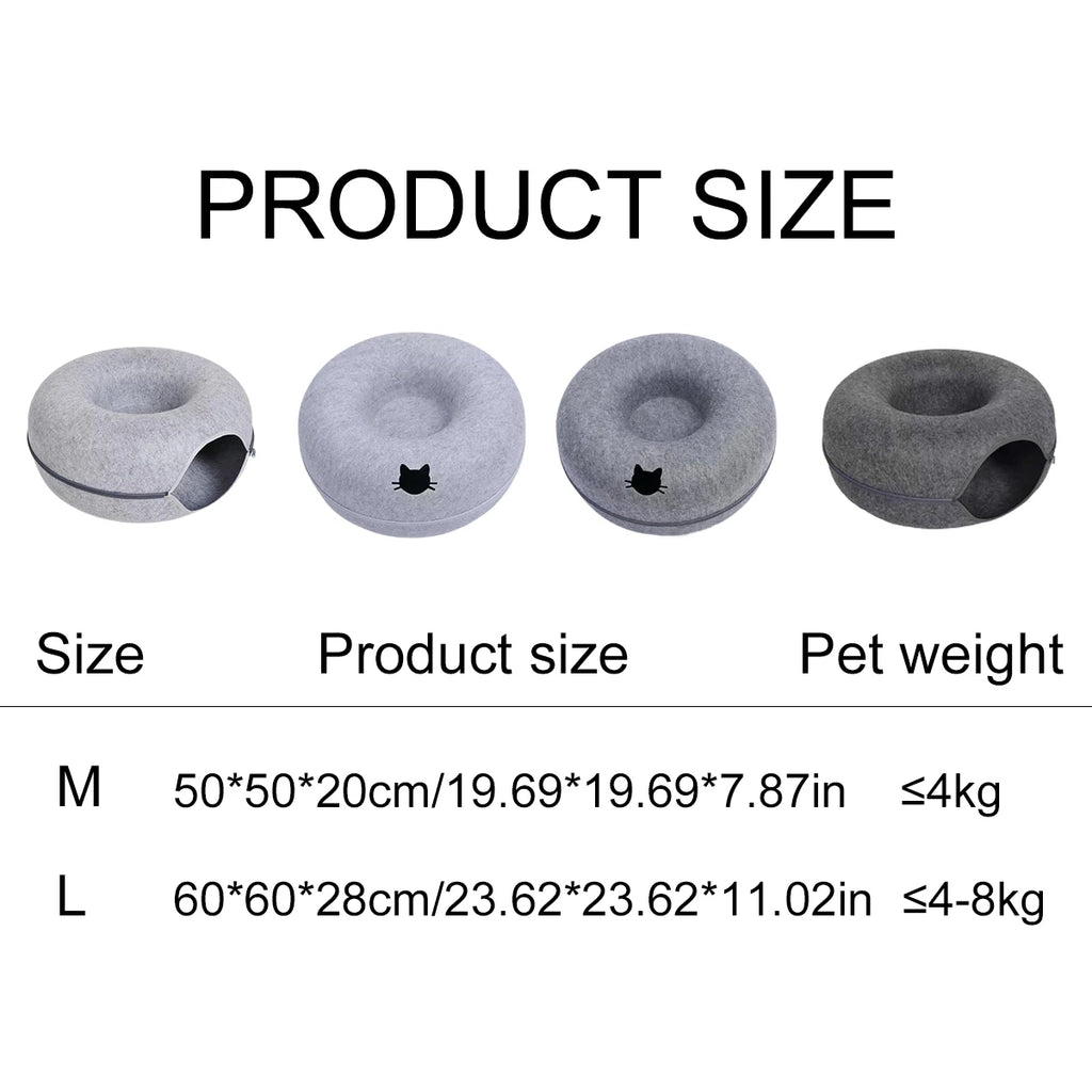Cama de Fieltro en Forma de Dona 2 en 1 para Gatos