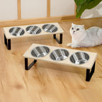 Comedero elevado de 3 cuencos para gatos