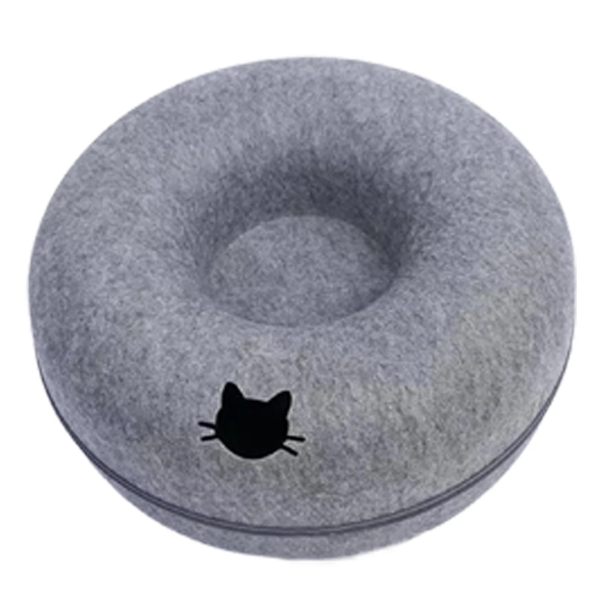 Cama de Fieltro en Forma de Dona 2 en 1 para Gatos