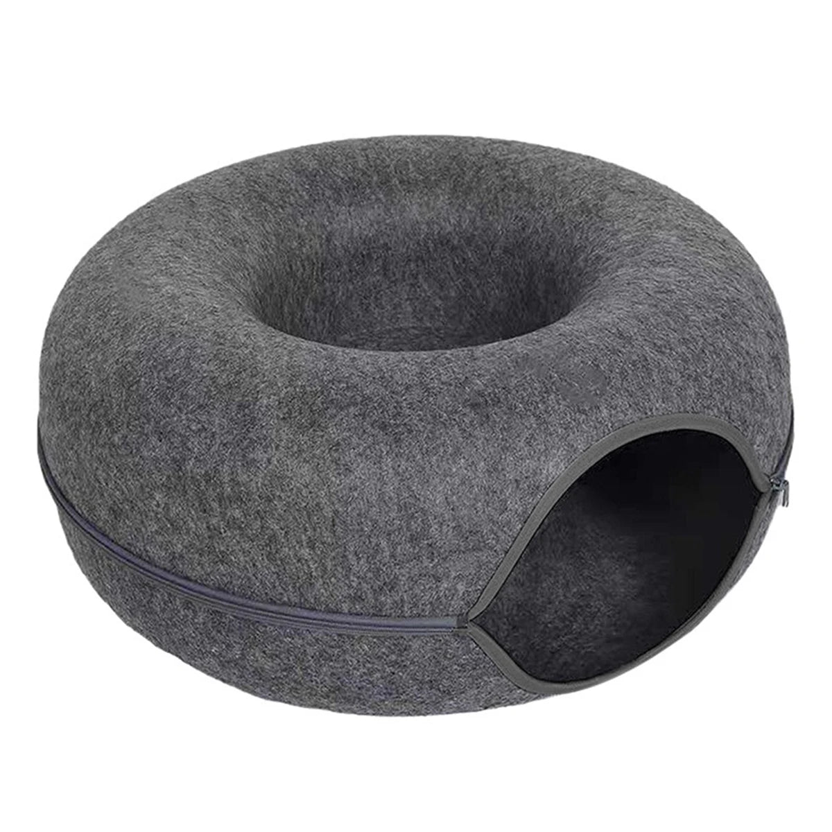Cama de Fieltro en Forma de Dona 2 en 1 para Gatos